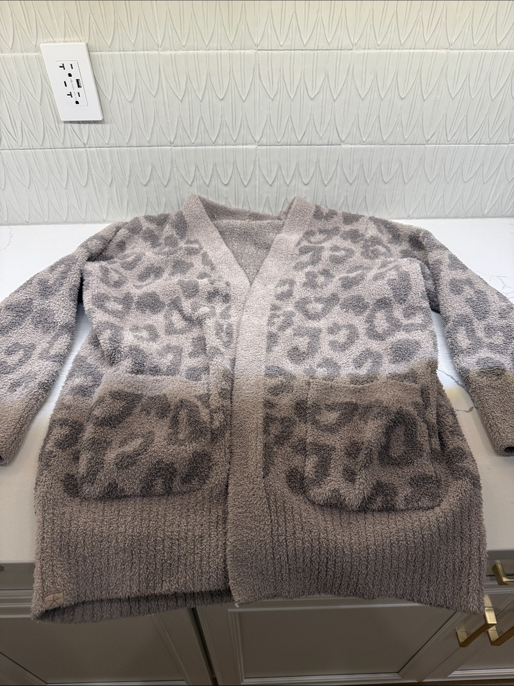 Barefoot Dreams Leopard-Print Open Front Cardigan Sweater